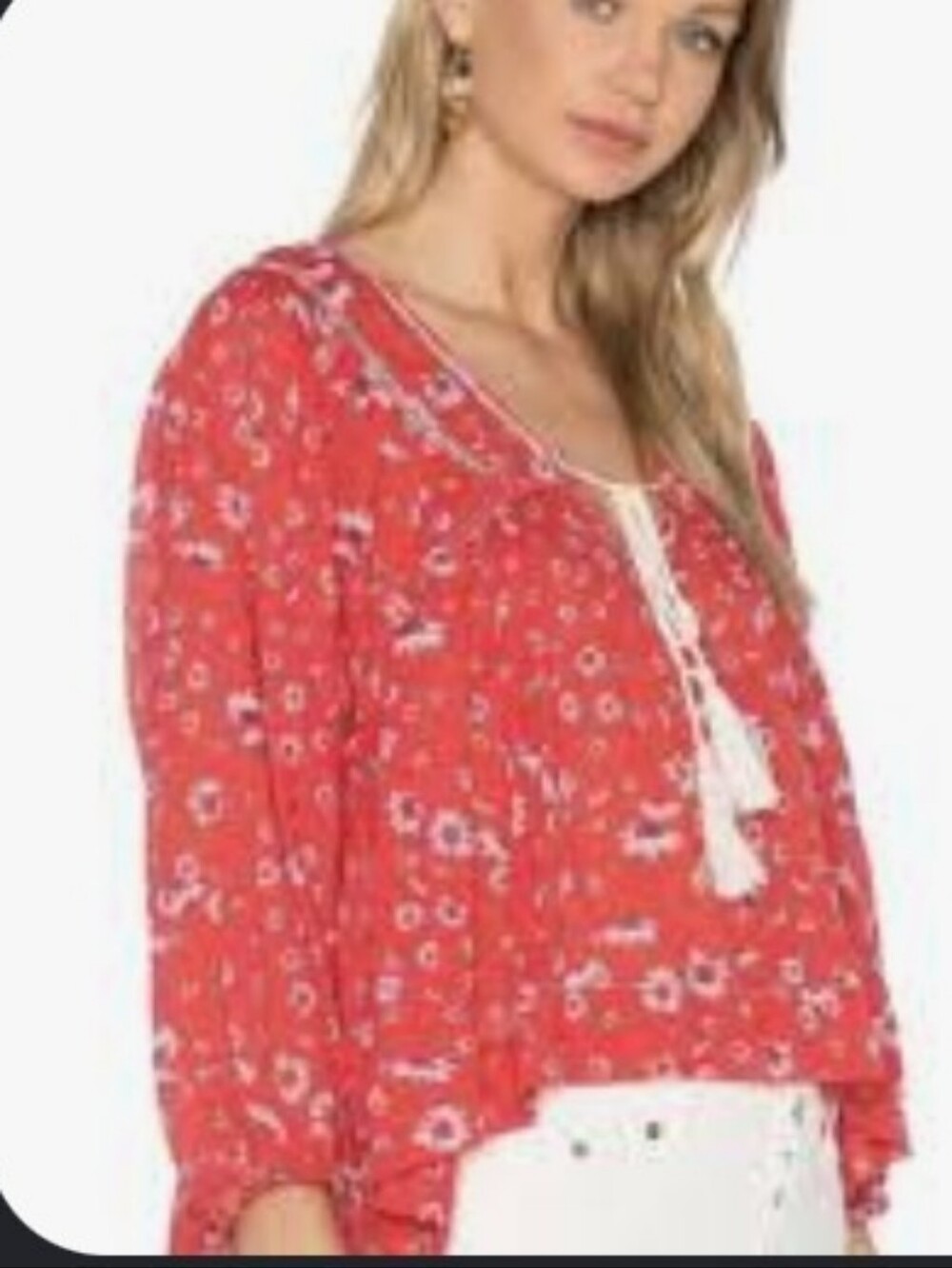 Free People Never A Dull Moment Peasant Blouse OS - Picture 9 of 9